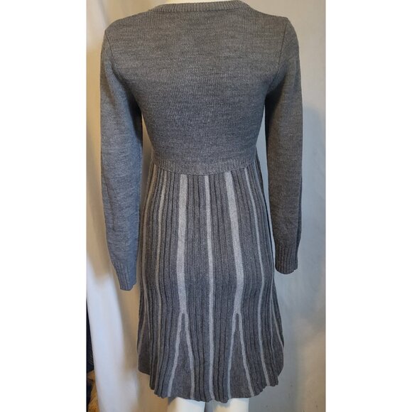 Venus Sweater Dress Size M Light & Dark Gray Long Sleeve Midi Length - Picture 4 of 5